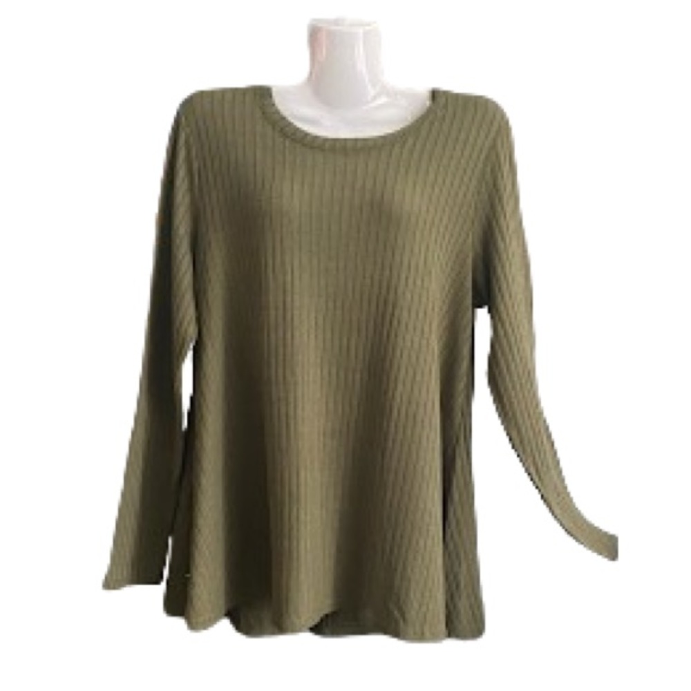Army Green Ribbed Awake Top - Picture 11 of 12